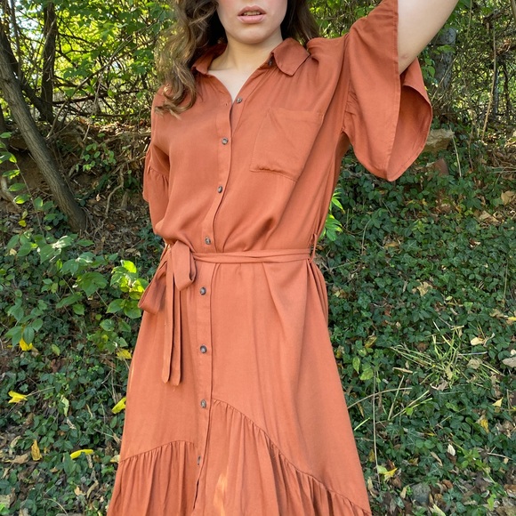 Burnt Orange hi-low dress - Picture 3 of 5